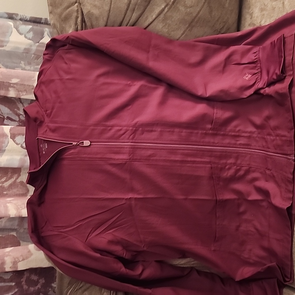 Med Couture Women's Burgundy Scrub Jacket